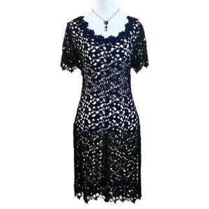 Saks Fifth Ave/Bergdorf Goodman NY Dress Sz L Vintage  Black Lace